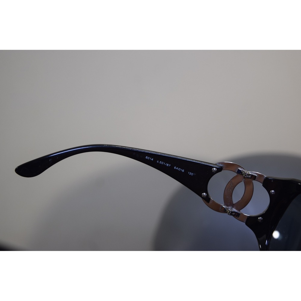 Chanel 6014 c.501/87 Black Wrap Sunglasses Silver CC Logo Italy 64-16 120 FLAWS - Picture 7 of 16